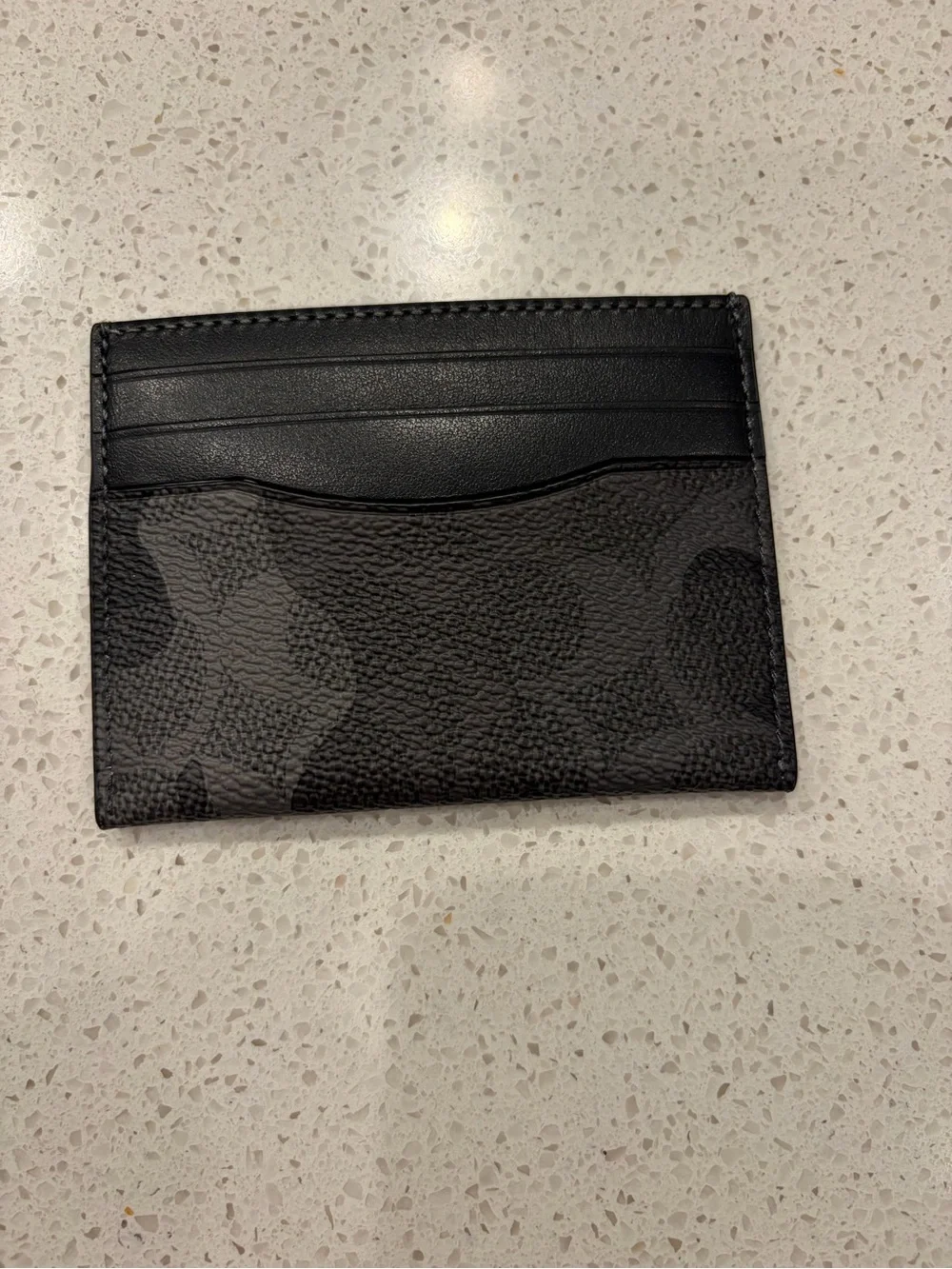 Coach Black and Charcoal Camo Signature Slim Card Holder NWT